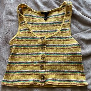 striped forever 21 cropped tank with buttons